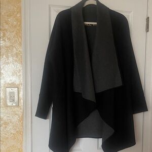 Michael Kors Black and Gray Open Front Coat
